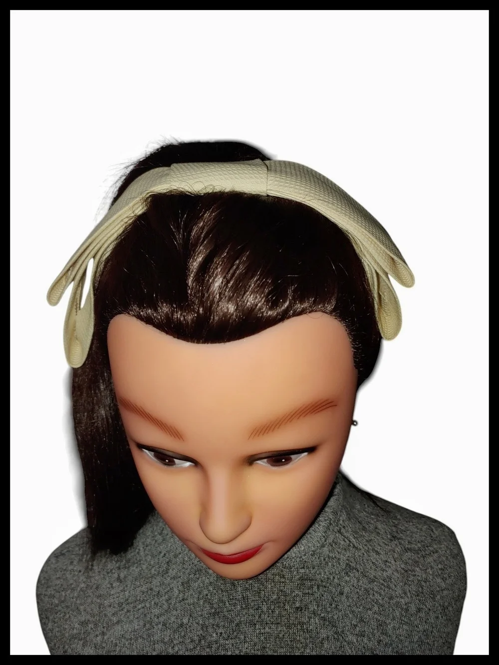 Vintage Cream Hair Bow Headband - Wide Fabric